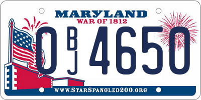 MD license plate 0BJ4650
