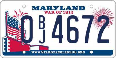 MD license plate 0BJ4672