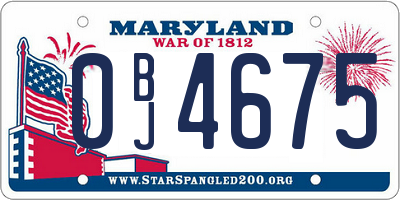 MD license plate 0BJ4675