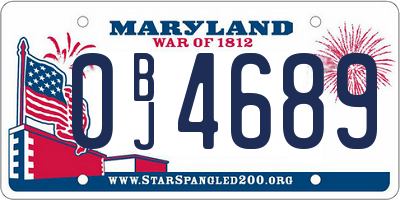 MD license plate 0BJ4689
