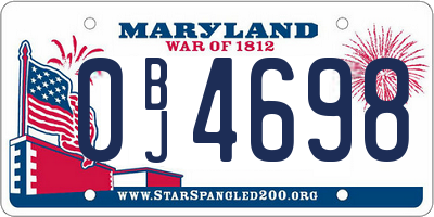 MD license plate 0BJ4698