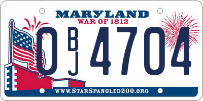 MD license plate 0BJ4704