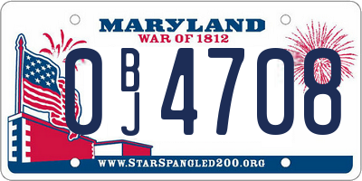 MD license plate 0BJ4708