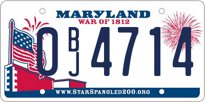 MD license plate 0BJ4714