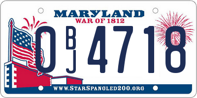 MD license plate 0BJ4718