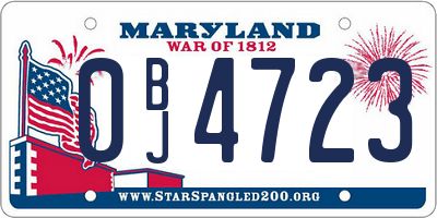 MD license plate 0BJ4723