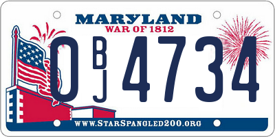 MD license plate 0BJ4734