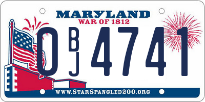 MD license plate 0BJ4741