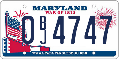 MD license plate 0BJ4747