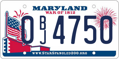 MD license plate 0BJ4750
