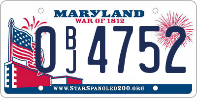 MD license plate 0BJ4752
