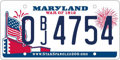 MD license plate 0BJ4754