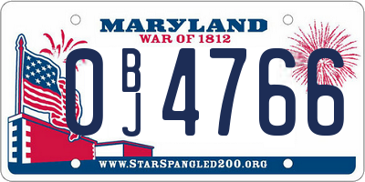 MD license plate 0BJ4766
