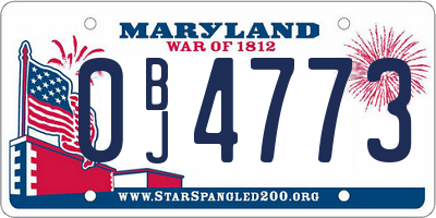 MD license plate 0BJ4773