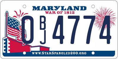 MD license plate 0BJ4774