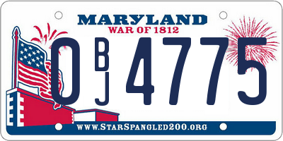 MD license plate 0BJ4775