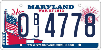MD license plate 0BJ4778