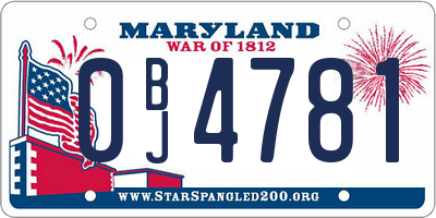 MD license plate 0BJ4781