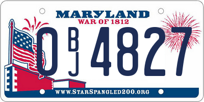 MD license plate 0BJ4827
