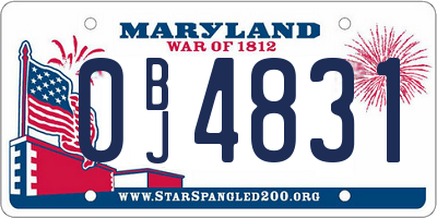 MD license plate 0BJ4831