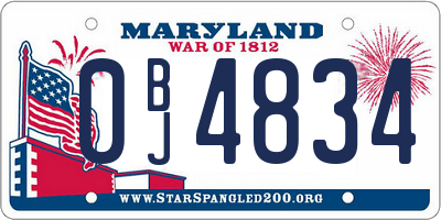 MD license plate 0BJ4834