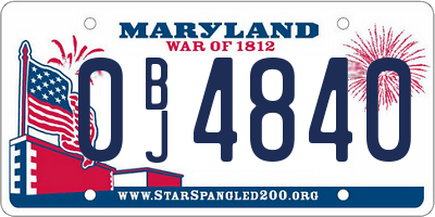 MD license plate 0BJ4840