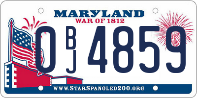 MD license plate 0BJ4859