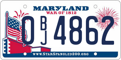 MD license plate 0BJ4862