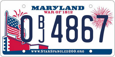 MD license plate 0BJ4867