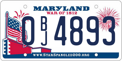 MD license plate 0BJ4893