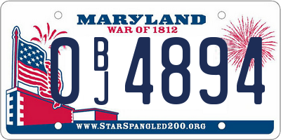 MD license plate 0BJ4894