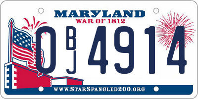 MD license plate 0BJ4914