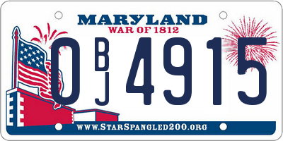 MD license plate 0BJ4915
