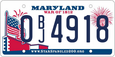 MD license plate 0BJ4918