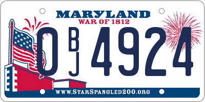 MD license plate 0BJ4924