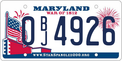 MD license plate 0BJ4926