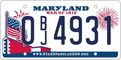 MD license plate 0BJ4931