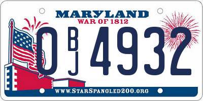 MD license plate 0BJ4932