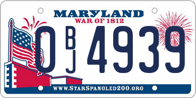 MD license plate 0BJ4939