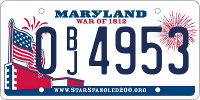 MD license plate 0BJ4953