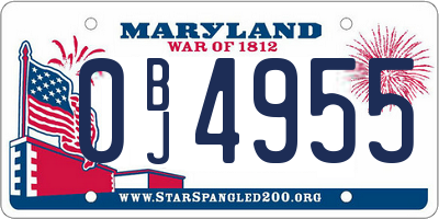 MD license plate 0BJ4955