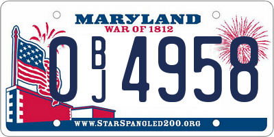 MD license plate 0BJ4958