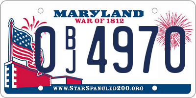 MD license plate 0BJ4970