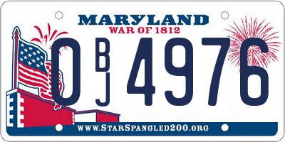 MD license plate 0BJ4976
