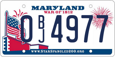 MD license plate 0BJ4977