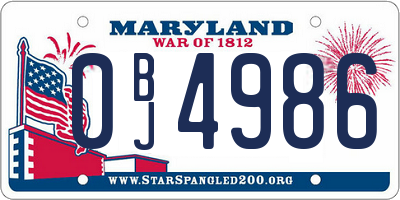 MD license plate 0BJ4986