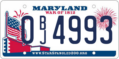 MD license plate 0BJ4993