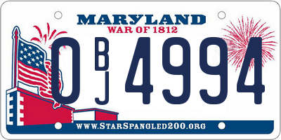 MD license plate 0BJ4994