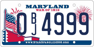 MD license plate 0BJ4999