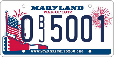MD license plate 0BJ5001